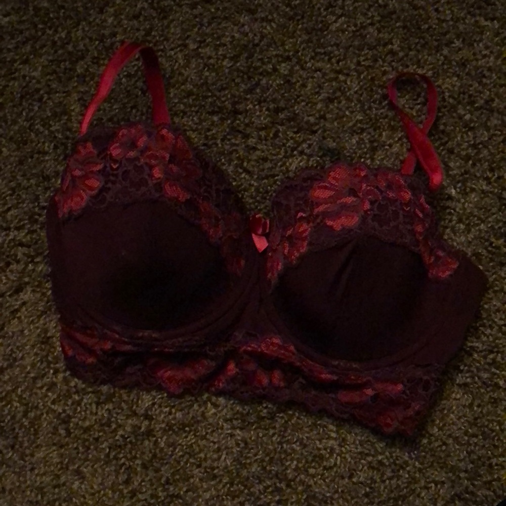 Plum and coral balconette bra